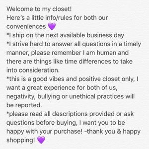 Welcome! A little information for my buyers 